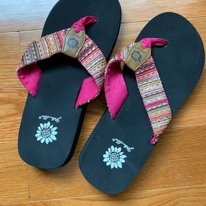 Yellow Box flip flops